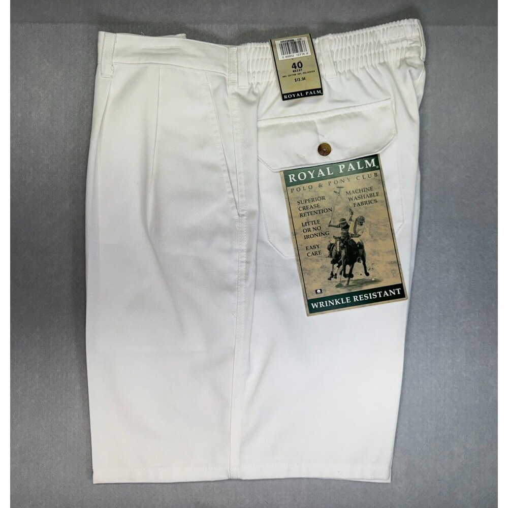ROYAL PALM Vintage Wrinkle Resistant Men's White Shorts Size 40 NWT!